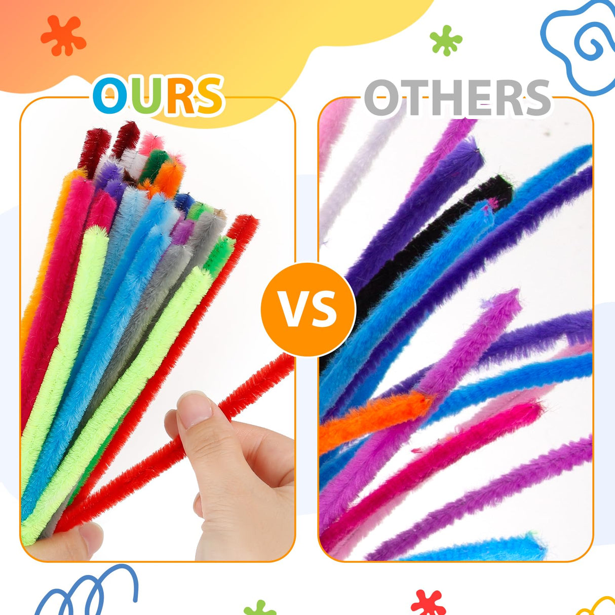 Caydo 200 PCS Thick Pipe Cleaners Craft Supplies Multi-Color Chenille Stems for Art and Craft Projects Creative DIY Decorations (12inch x 6mm) Caydo