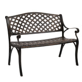 VINGLI 40.5" Patio Garden Bench,Anti- Rust Cast Iron Cast Aluminum Frame for Outdoor Path Yard Lawn Work Entryway Decor Deck (Brown) VINGLI