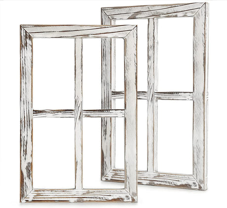 CALIFORNIA CADE ELECTRONIC Rustic Wall Decor-Home Decor Window Barnwood Frames -Room Decor for Home or Outdoor, Not For Pictures, Set of 2 (White) CALIFORNIA CADE ELECTRONIC