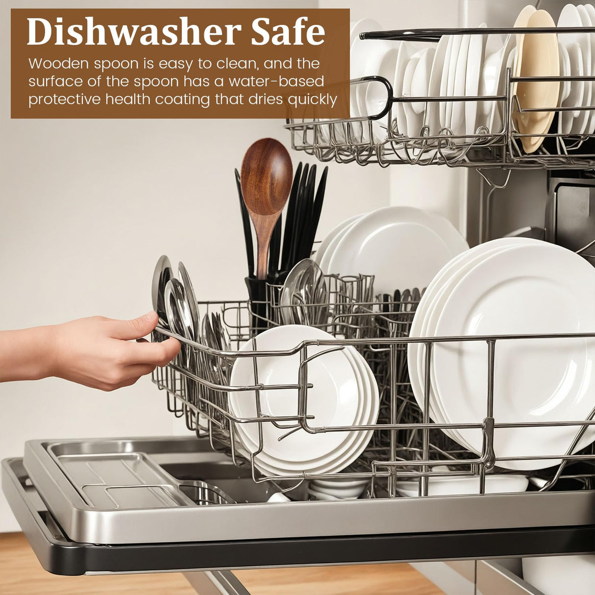 HANSGO 2PCS Wooden Cooking Spoons, Large Wooden Cooking Spoons Wooden Kitchen Utensil for Cooking Serving Mixing HANSGO