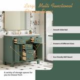 LUMISOL 36" Bathroom Vanity with Sink, Modern Green Bathroom Vanity with 4 Drawers & 2 Soft-Closing Doors, Free Standing Wooden Bathroom Cabinet with Resin Basin, Green LUMISOL