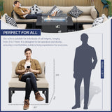 BULEXYARD 11 Piece Modern Aluminum Outdoor Patio Furniture Set with Lounger & Fire Pit Table, Extra Large All-Weather Modular Sectional Couch, 29" Wide Deep Seating Conversation Sofa for Garden, Beige BULEXYARD