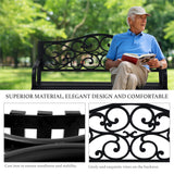 AJP Distributors 50" Outdoor Bench Garden Bench with Clouds Pattern Steel Metal Frame Park Bench Cast Iron Backrest Armrests for Patio Lawn Yard Deck Front Porch Backyard Driveway Balcony Furniture AJP Distributors