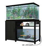GERDIOEB 55-75 Gallon Aquarium Stand with Power Outlets - Heavy Duty Metal Fish Tank Stand with Cabinet for Fish Tank Accessories Storage, Reptile Terrarium, 860 lbs Capacity, Black GERDIOEB