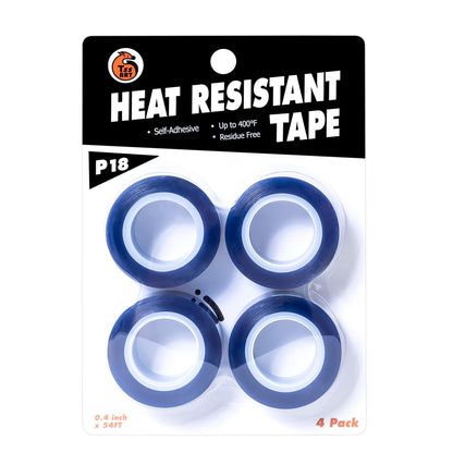 TSSART P18 Heat Tape - Blue Heat Press Tape for Vinyl Sublimation Heat Sublimation Heat Transfer, Oxidation and High Temperature Resistance Residue Free - 4Pack, 0.4inch x 54FT