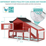 Chicken Coop, Mobile Chicken House with with Wheels, Outdoor Hen House Poultry Cage with Nesting Box, Leakproof Pull Out Tray and UV-Resistant Roof,Rabbit Hutch Duck Coop (Red) Suumerpety
