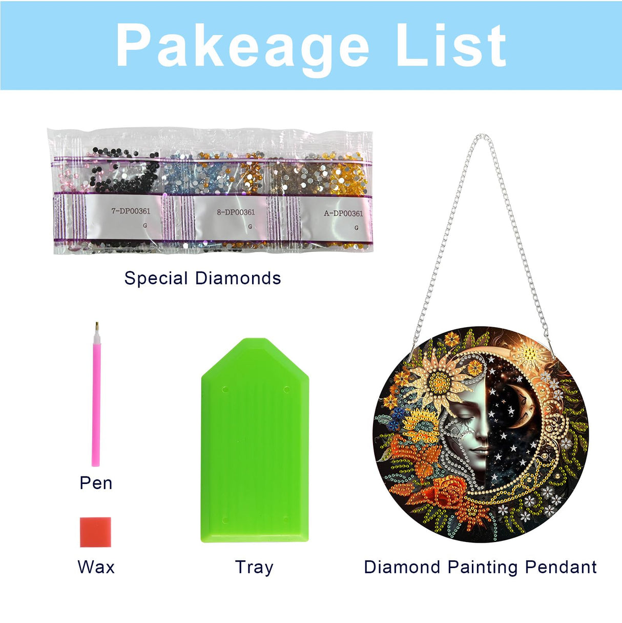 AIBOERL Sun and Moon Diamond Painting Pendant Kits,5D Diamond Art Diamond Painting Hanging Kits,7.17"X7.17"DIY Diamonds Painting Suncatcher Pendant Kit for Adults for Gift Wall Home Decor AIBOERL