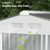 Outsunny 7' x 4' Outdoor Storage Shed, Garden Tool Metal Shed with Foundation Kit, Double Lockable Door, Air Vents and Sloping Roof, for Backyard, Patio, Lawn, White Outsunny
