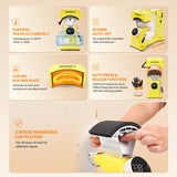 Whubefy 3in1 Hat Press Heat Machine for Caps - Auto Hat Heat Press w/3 Platens - No Crease No Stick - One-Touch Easy Press Cap Heat Press for Hats T-Shirts Small HTV Iron on Vinyl Sublimation Projects Whubefy