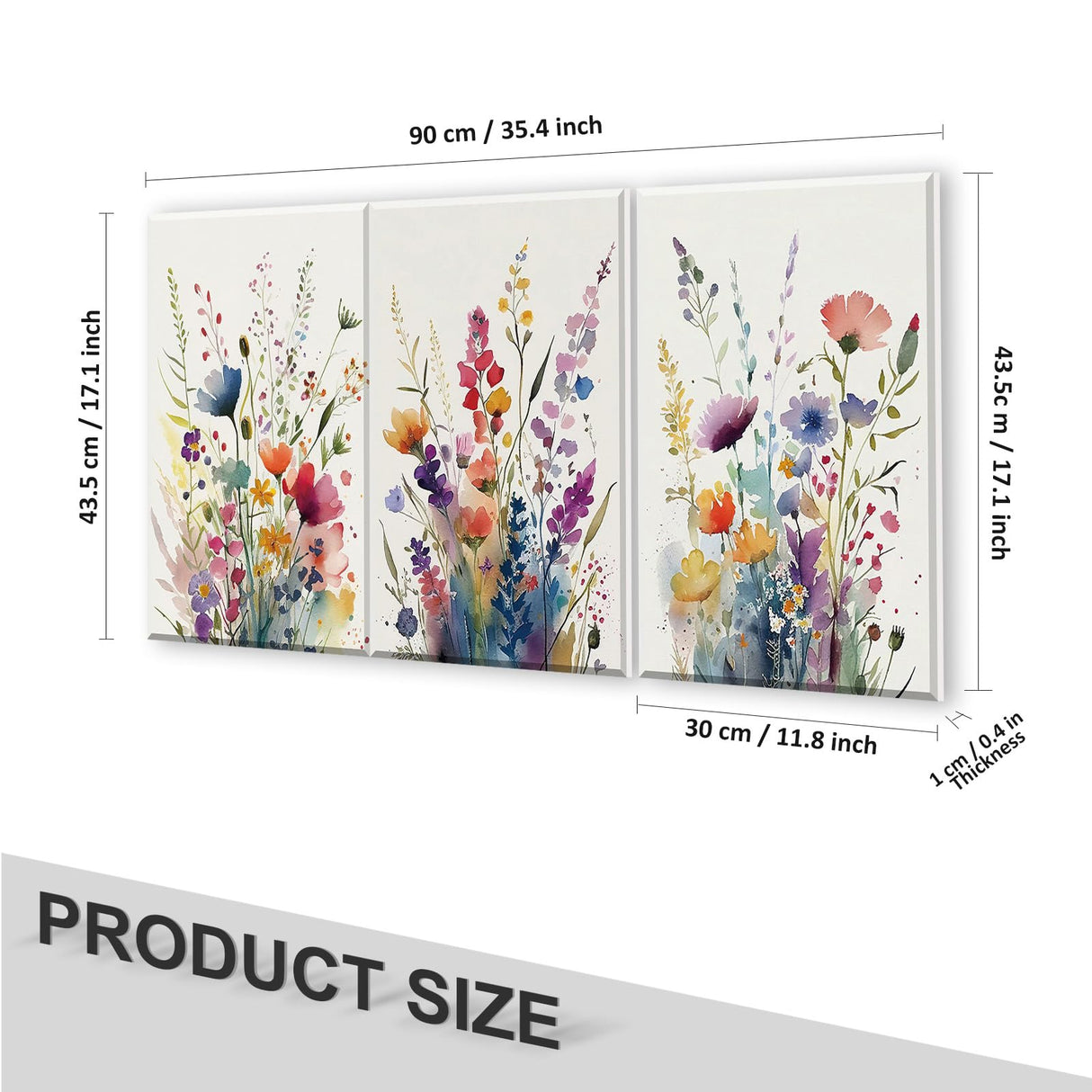 JBER Art Acoustic Panels, 3 Pack Self-Adhesive Large Wall Art Paintings for Wall Decoration, Sound Absorbing Panels for Living room, Bedroom, office 17.1×11.8" (Wild Flowers) JBER