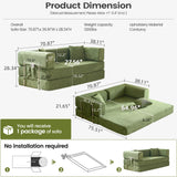 GEARIVY Folding Sofa Bed Convertable Corduroy Couch King Size Floor Sleeper 4-in-1 DIY Combination Modular Sofa Fold Out Futon Lounge Comfy Foldable Lazy cama for Living Room (Green, 70.86") GEARIVY