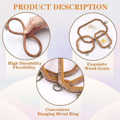 Embroidery&Cross Stitch Frames for Display,9Pcs Circle/Oval/Rectangle/Octagonal Embroidery Hoops,Circular&Oval Frames for Embroidery Perfect for Sewing, Home Decor and Embroidery Cheloment