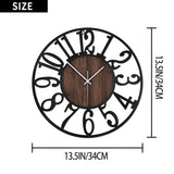 1st owned Wall Clock for Living Room -13" Silent Non Ticking,Battery Operated,Black Metal, Antique Wood Clocks for Farmhouse,Dining Room,Bedroom,Kitchen Clock Wall Decor- Arabic Numerals 1st owned