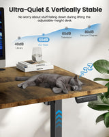 Zelimon Sit Stand Desk Adjustable Height 48"× 24" Memory Computer Stand Up Desk for Home Office Study Table with Hook, Rustic Brown Zelimon