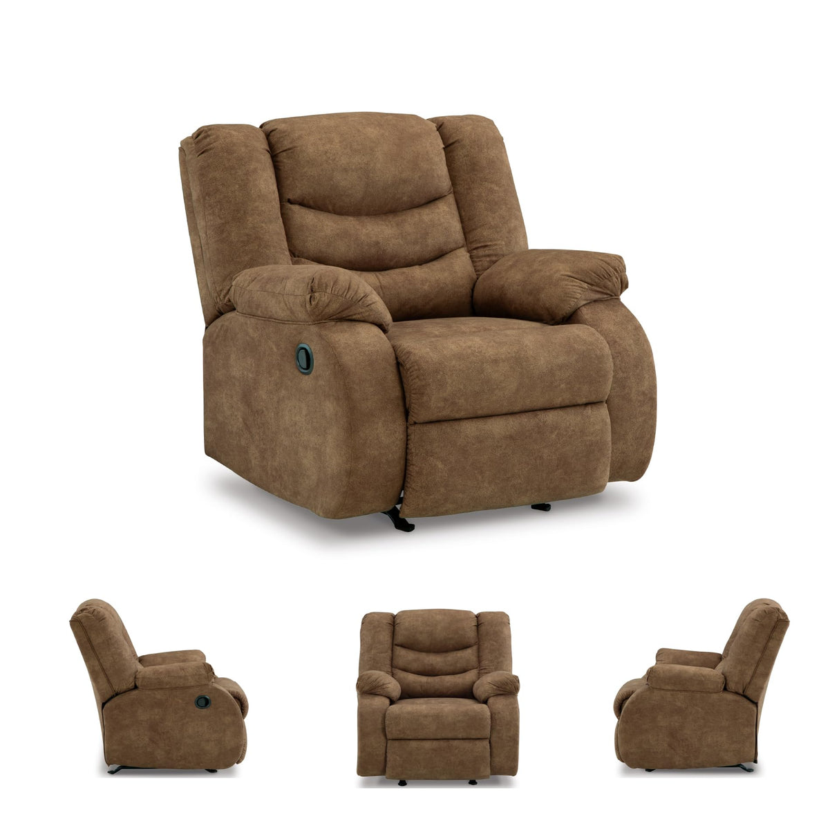 Signature Design by Ashley Partymate Contemporary Faux Leather Manual Rocker Recliner, Dark Brown Signature Design by Ashley