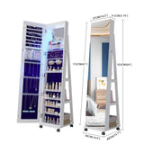 Lvifur 360° Rotating 64'' Jewelry Armoire with 6 LEDS, Full Length Mirror Large Capacity Jewelry Organizer Armoire, Lockable Floor Standing Mirror with 4 rollers for Bedroom, Cloakroom Lvifur