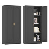 Black Metal Storage Cabinet with with Door, Kitchen Pantry Cabinet with 3 Adjustable Shelves, 60" Tall Storage Cabinets, Steel Large Cupboard for Home Office, Living Room, Dining Room, Kitchen MetalMax