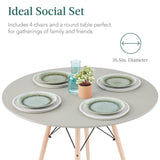 Best Choice Products 5-Piece Dining Set, Compact Mid-Century Modern Table & Chair Set for Home, Apartment w/ 4 Chairs, Plastic Seats, Wooden Legs, Metal Frame - Gray/Oak Best Choice Products