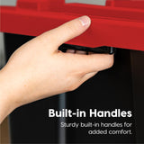 IRIS USA 27 Gallon Heavy Duty Truck Bed Toolbox Storage Tote Bins with Lids, 4 Pack - Made in USA, Tough Snap On Lockable Lid Stackable Industrial Tubs, Garage Organization Reusable Box - Red Iris Ohyama