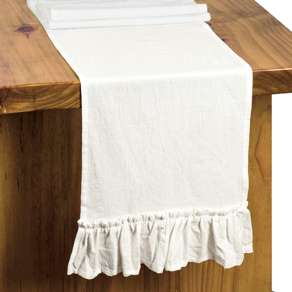 Letjolt White Table Runner 72 Inches Long Shabby Chic Ruffled Table Runner Farmhouse Table Decor Rustic Home Table Decoration for Baby Shower Bride Shower Letjolt