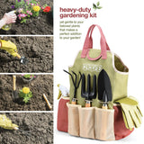 Gardening Tools Set of 10 - Complete Heavy Duty Garden Tools Set with Fashion Handbag - Durable Gardening Supplies Kit Ideal Gardening Gifts for Women Play22