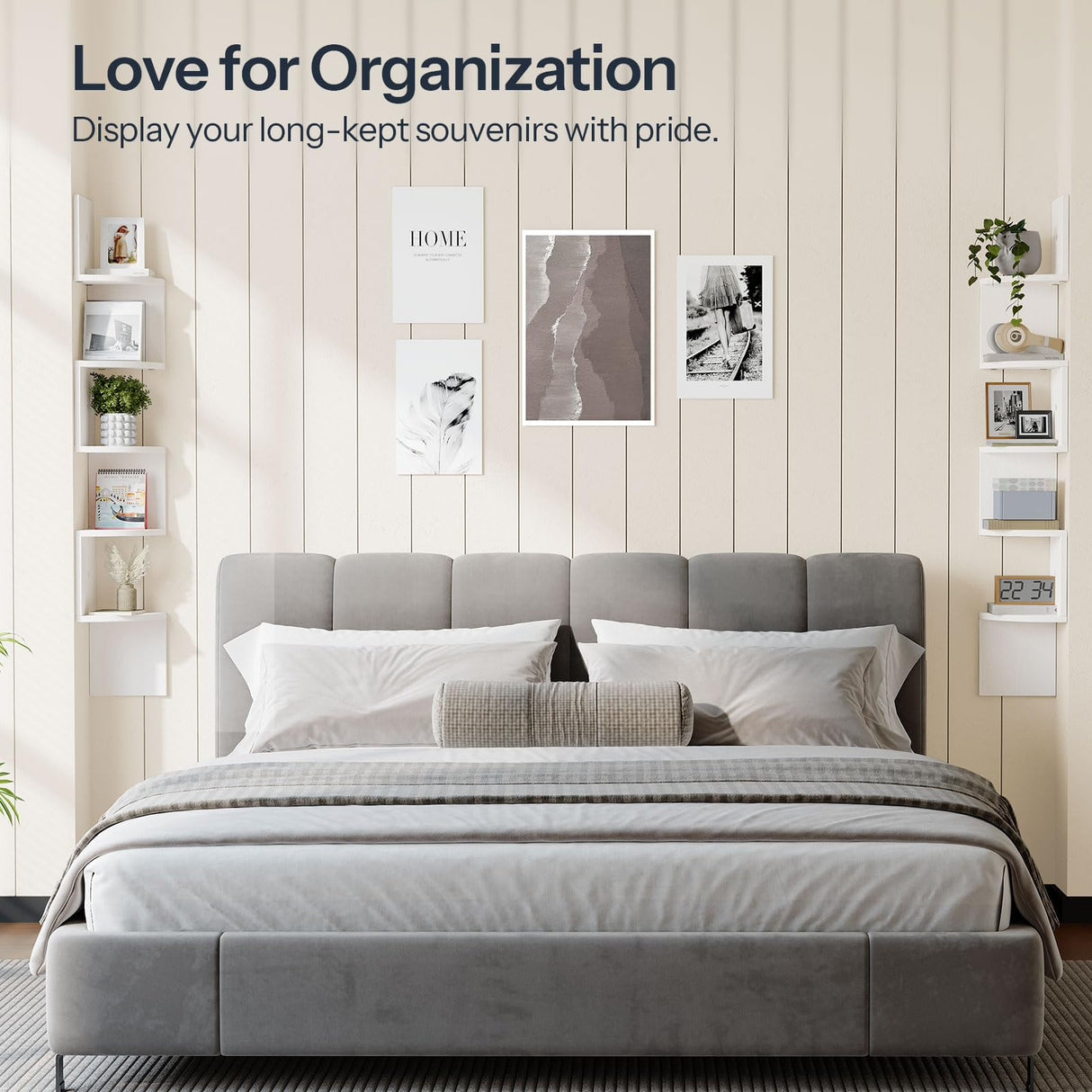 HOOBRO Corner Shelf Wall-Mounted, Set of 2 Floating Corner Shelves for Wall, 5-Tier Corner Bookshelves for Living Room, Bedroom, Bathroom, Home Office, White WT26BJP201 HOOBRO