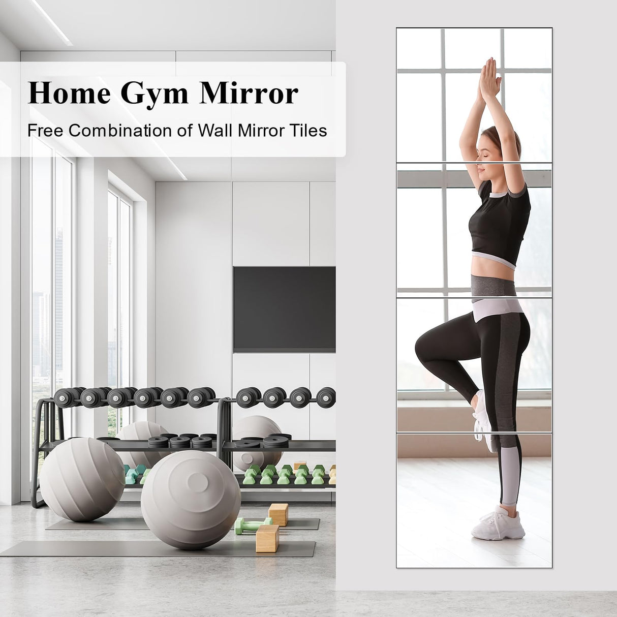 POASAS Mirror Full Length, 14x12 Inchx4PCS Wall Mirror Tiles,Full Body Mirror,Acrylic Shatterproof Mirrors for Bedroom,Door,Home Gym,Kids POASAS