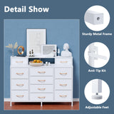 Furnulem White Dresser for Bedroom with LED Lights & Charging Station,47" Long Chests with 12 Fabric Storage Drawers,Wide Vanity Dressers Furniture for Closet,Entryway,2 Shelves Wood Top,Metal Frame Furnulem