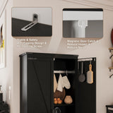 Befrases 72" H Black Farmhouse Storage Cabinet with Adjustable Shelves, Large Pantry Organize with 2 Barn Doors, Tall Freestanding Cabinet for Kitchen, Bathroom, Garage, Basement, Living, Utility Room Befrases