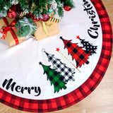 Multiwins Christmas Tree Skirt 48 Inch Red Rustic Xmas Tree Skirt with Snowflake, Black Red Buffalo Plaid Christmas Tree Skirt Ornaments for Merry Christmas Holiday Party Decorations Indoor Outdoor multiwins