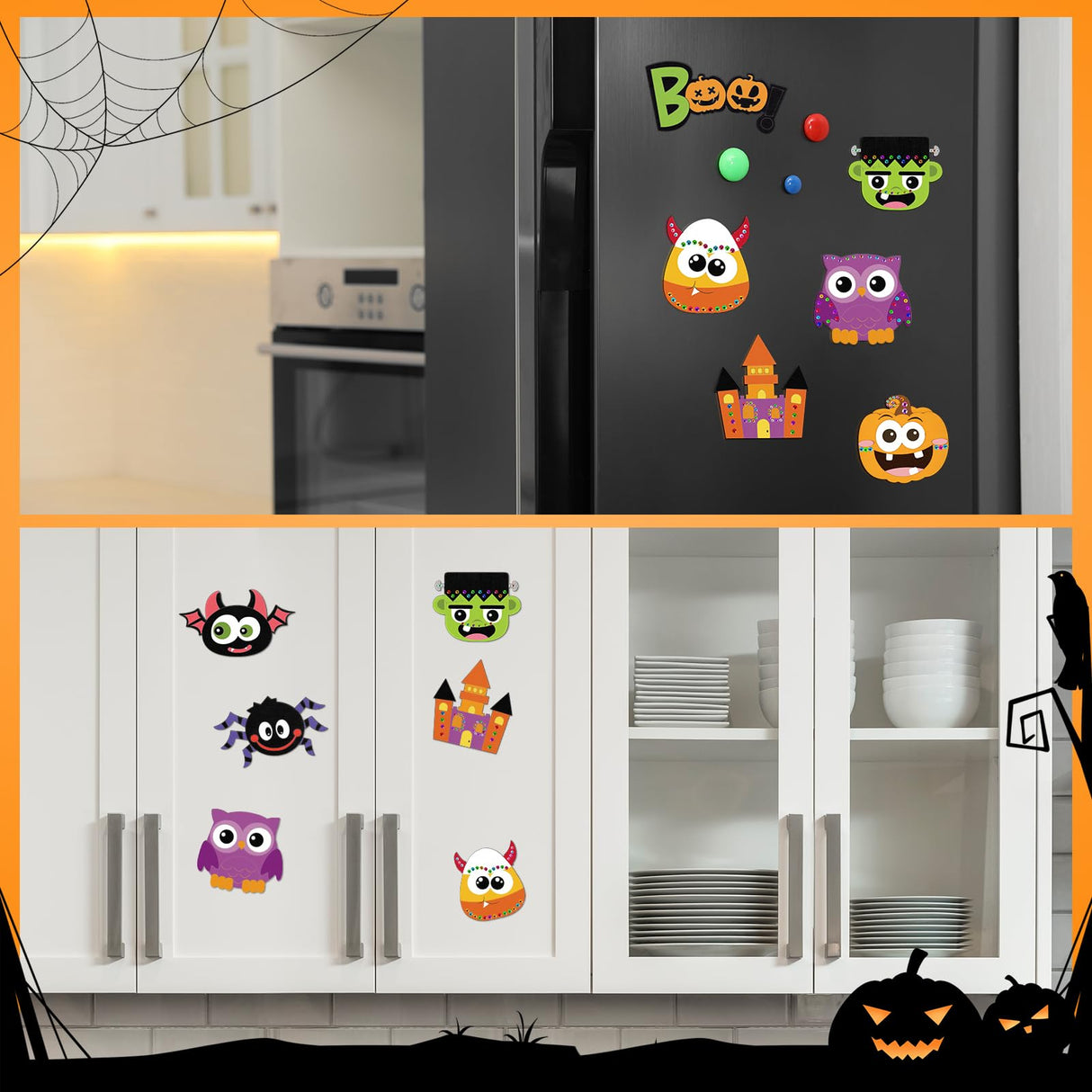 Bafeil 24 Pcs Halloween DIY Wooden Magnets to Paint, Halloween Glow in The Dark Wood Painting Crafts, Fridge Magnets Craft Kits for Boys Girls, Activities Party Favors Goodie Bag Stuffers Games Gifts Bafeil