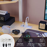 DICTAC Loft Bed Twin Size with U Shaped Desk and Led Lights Metal Twin Loft Led Bed Frame with Charging Station and Storage Shelves, Safety Guard & Ladder, No Noise,No Box Spring Needed, White DICTAC