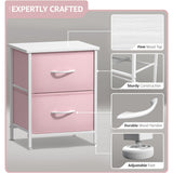 Sorbus Nightstand with 2 Drawers - Kids Bedside Furniture End Table Night Stand - Steel Frame, Wood Top & Easy Pull Fabric Bins - Dresser & Chest for Home, Bedroom Accessories, Office & College Dorm Sorbus