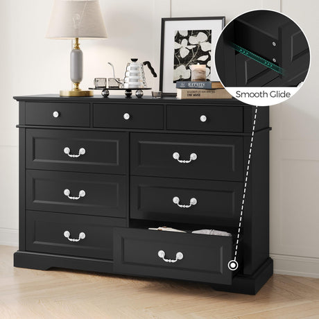 LINSY HOME Drawers Dresser for Bedroom, Wood Bedroom Dresser Farmhouse Drawer Chest, Tall Dresser for Closet, Dressers Organizer for Living Room, Closet, Hallway LINSY HOME
