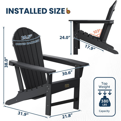 SERWALL Adirondack Chair | Adult-Size, Weather Resistant for Patio Deck Garden, Backyard & Lawn Furniture | Easy Maintenance & Classic Adirondack Chair Design (Grey) - WoodArtSupply