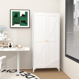 GREATMEET 65" Tall Kitchen Pantry Storage Cabinet, White Pantry Storage Cabinet, Farmhouse Metal Kitchen Cupboard with Doors for Garage, Dining Room, Living Room and Laundry GREATMEET