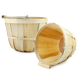 Cornucopia Round Wooden Baskets (2-Pack, Natural); Wood Fruit Buckets with Handle, 4-Quart Capacity; 6.1 Inch Tall by 8 Inch Diameter Cornucopia Brands