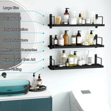 EALLRINEC Floating Shelves - 24 Inch Wall Mounted Set of 3, Rustic Wood Storage Shelves for Living Room (Black) EALLRINEC