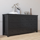 BORNOON 9-Drawer Dresser for Bedroom, Modern Wide Chest of Drawers, Wooden Storage Organizer for Closet, Living Room, Entryway, Home Office, Black Dresser with Ample Storage BORNOON