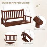 HAPPYGRILL 3-Person Wooden Outdoor Porch Swing, Heavy Duty Patio Hanging Bench Chair with 800 LBS Weight Capacity, 5.6 FT Adjustable Upper Chains, Slatted Back, Swing Bench for Garden, Backyard HAPPYGRILL