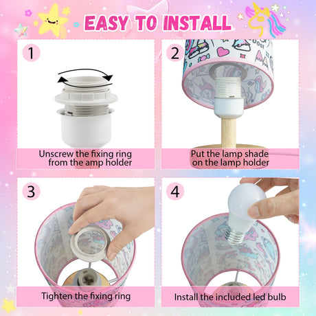 NuuNuy DIY Unicorn Night Light for Girls Room - Paint Your Own Lamp Kit with Bulb & 24 Markers, Dimmable Table Lamp with 3 Colors, Cute Room Decor, Birthday & Christmas Gifts for Girls (Unicorn) NuuNuy