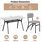 GarveeHome 5-Piece Dining Table Set for 4, Modern Kitchen Table with 4 Boucle Chairs, Rectangular Dining Table with Storage Shelf & Marble Tabletop, Beige Home Dining Furniture for Small Space GarveeHome