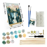 JOOZ Mountain Paint by Numbers Kit for Adults with Frame, Mountain Waterfall Paint by Number with Easel, DIY Easy Acrylic Landscape Oil Painting Kit Framed Canvas for Home Wall Decor 8x12 Inch JOOZ
