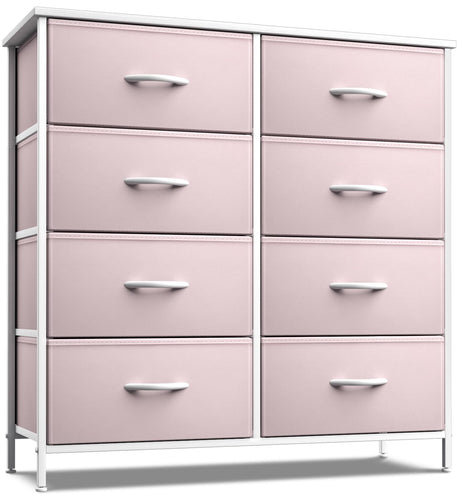 Sorbus Kids Dresser with 8 Drawers - Storage Unit Organizer Chest for Clothes - Bedroom, Kids Room, Nursery, & Closet (Pink, 31.5 x 12 x 32-8 Drawer) Sorbus