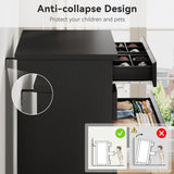 Black Tall 7 Drawer Dresser for Bedroom, Modern Wood Closet Dressers & Chests of Drawers with Jewelry Storage, 23.6" L*15.8" W*47.5" H in Large Vertical Dresser for Bedroom, Living Room, Nursery Jocoevol