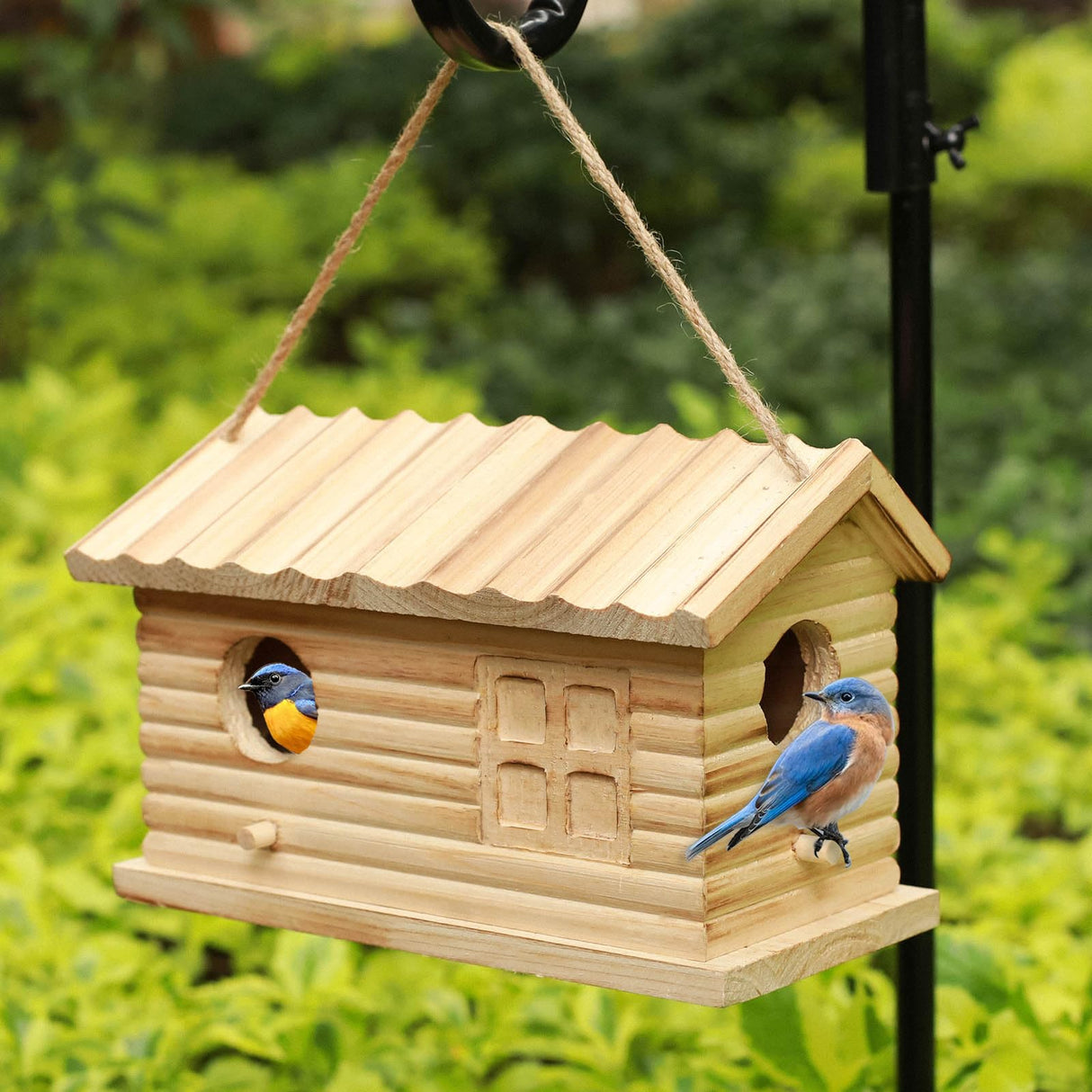 STARSWR Bird House Outdoor Bluebird House for Outside Clearance, Hanging Bird Houses,Cardinals Unfinished Wooden Bird Nesting Box STARSWR