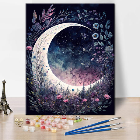 TUMOVO Moon Floral DIY Painting, 16"x20" - Adult & Kids Paint by Number Arts Craft on Canvas TUMOVO