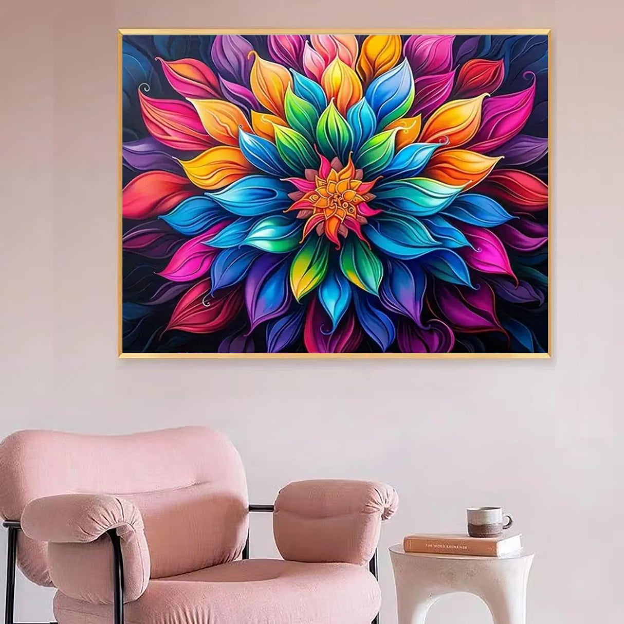 MaiMMaledy Paint by Numbers Kit for Adults Beginners Canvas Pictures with Framed Drawing Painting Acrylic Pigment with Wooden Triangle Easel Colorful Flowers 8Wx12L inch MaiMMaledy