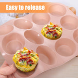 Mity rain Egg Bites Silicone Mold, Silicone Muffin Pans Cups for Baking, Nonstick Cupcakes Pan Round Tart Tray Confetti, BPA Free and Dishwasher Safe (1, pink) Mity rain