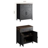 ChooChoo Kitchen Storage Cabinet, Coffee Bar Cabinet, Farmhouse Buffet Sideboard with Drawer for Kitchen, Living Room, Black ChooChoo